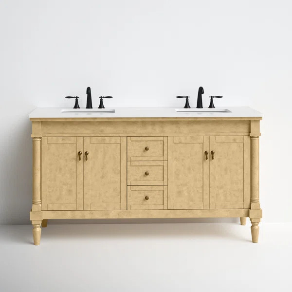 Uriah 60'' Free-standing Double Bathroom Vanity with Marble Vanity Top | Wayfair North America