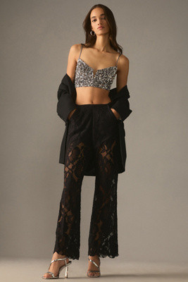 By Anthropologie Sheer Lace Flare Pants | Anthropologie (US)