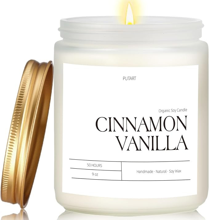 Cinnamon Vanilla Candles for Home Scented, 9oz Non Toxic Soy Candle | Natural Aromatherapy Heavy ... | Amazon (US)