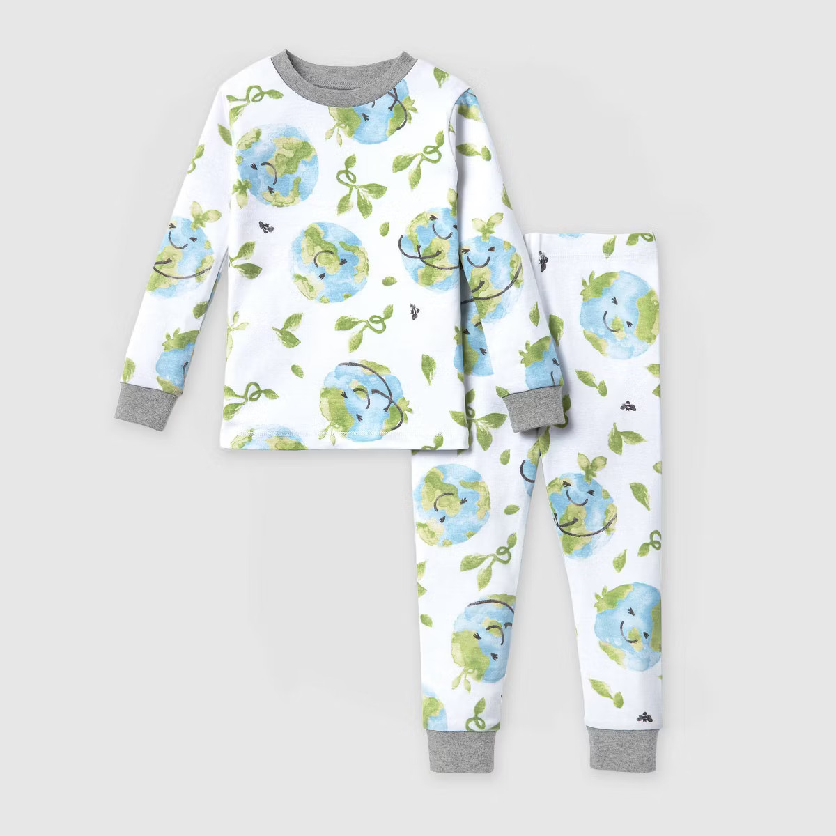Burt's Bees Baby® Toddler 2pc Earth Day Printed Organic Cotton Snug Fit Pajama Set - Green/Blue | Target