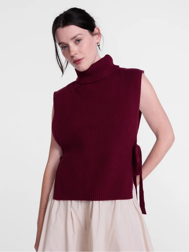 Scenario Women's Turtleneck Sweater Vest, Lightweight, Sizes S-XXXL | Walmart (US)