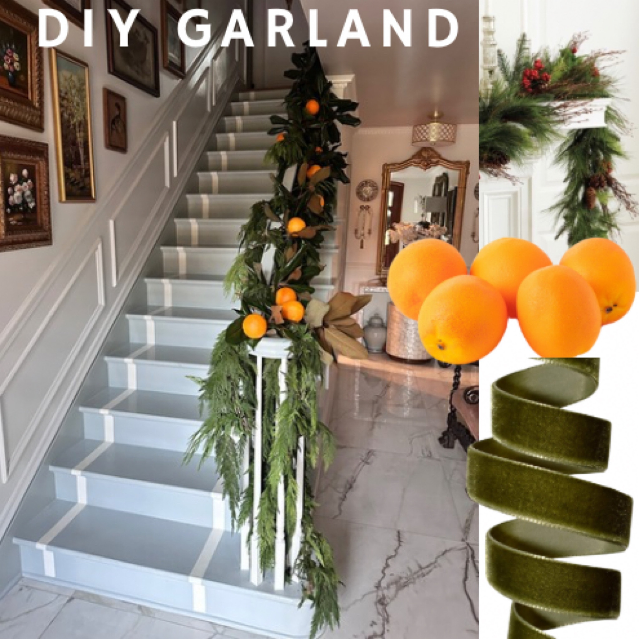 DIY Orange and Magnolia Garland. Be sure to see my Instagram reel for a step by step guide!
I use different types of garland depending on the year—fresh cedar from Costco or Sam’s or I use my artificial garland linked here! Magnolia does need to be fresh—-just ask a friend if you don’t have a Magnolia tree—they are readily available all over the south 

#LTKHome #LTKHoliday #LTKSeasonal
