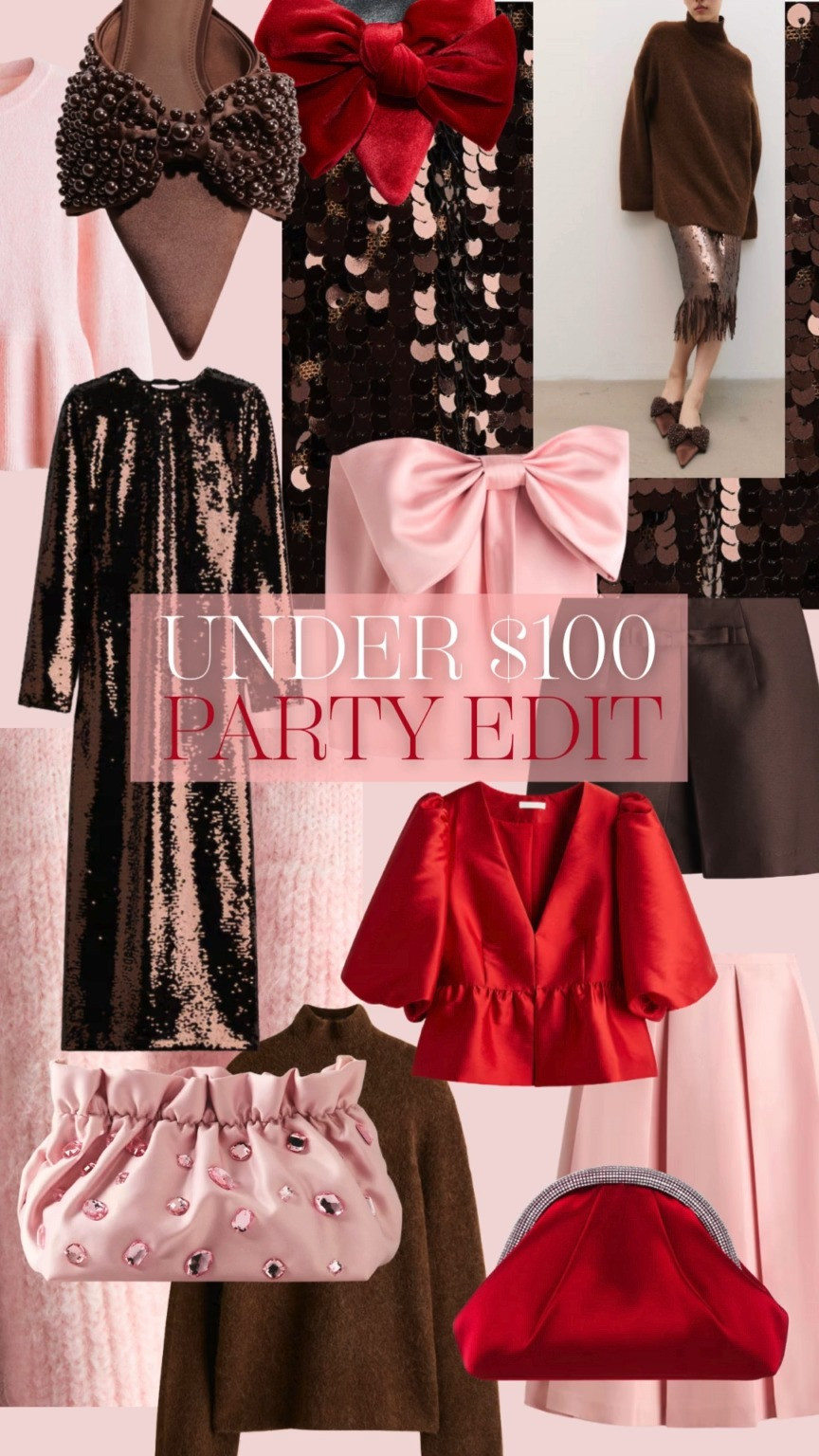 PARTY FINDS UNDER $100. Loving these hues and all the sparkle. Just ordered the pink bow mini skirt with the brown mohair sweater. All the holiday cozy chic! 

 #LTKHoliday #LTKSaleAlert #LTKFindsUnder100