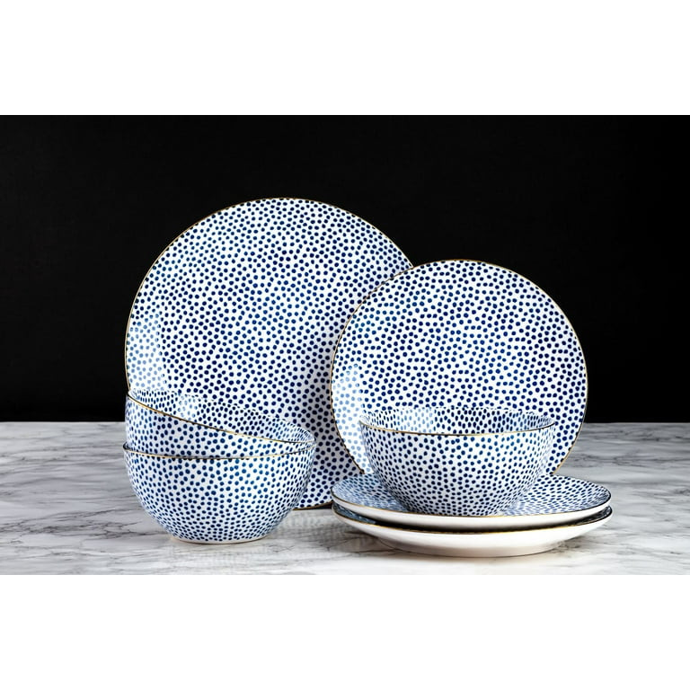 Thyme & Table Blue Dot 12 Piece Dinnerware Set | Walmart (US)