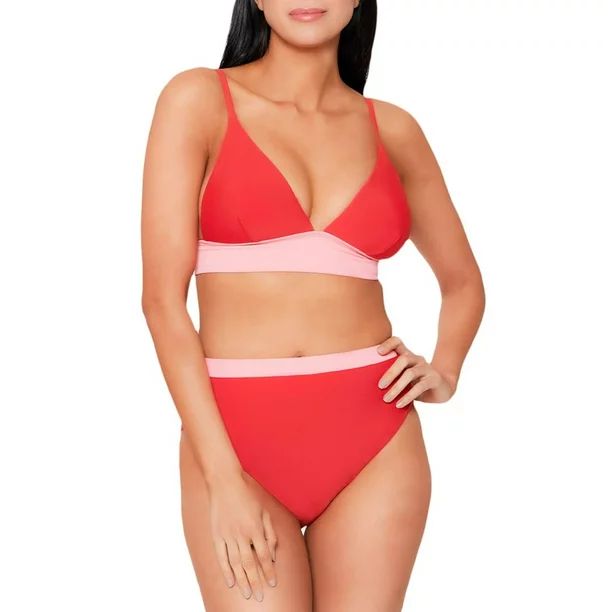 JS Jessica Simpson Women's Color Block Long Triangle Cami Swimsuit Top - Walmart.com | Walmart (US)