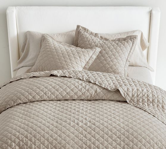 Belgian Flax Linen Diamond Quilt | Pottery Barn (US)