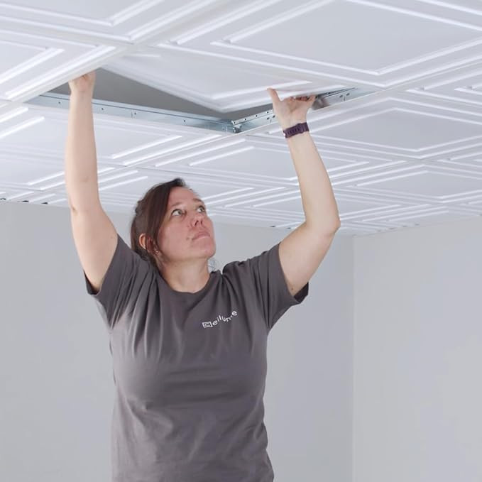 Ceilume Drop Ceiling Tile; 2x2 Ceiling Tiles - Stratford Ultra-Thin Feather-Light - Use in 1" T-B... | Amazon (US)