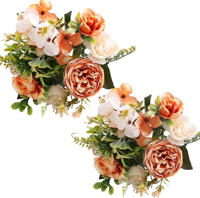 ASTRYAS Artificial Flowers, 2Pcs Fake Peony Silk Hydrangea Flower Bouquet Fall Rose Flowers Cente... | Amazon (US)