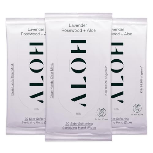 ALH Lavender Rosewood + Aloe Sanitizing Hand Wipes - Clean Hands, Clear Minds - On The Go Sanitizing Wipes for Kids and Adults - Travel Size 3 Pack, 20ct | Amazon (US)