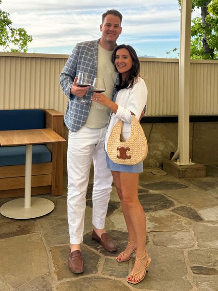 Napa dinner outfits- my outfit is a matching set that looks like a romper together! The blazer is linen. Linked up Mr. Chic’s linen outfit as well! Date night, winery

#LTKMens #LTKStyleTip