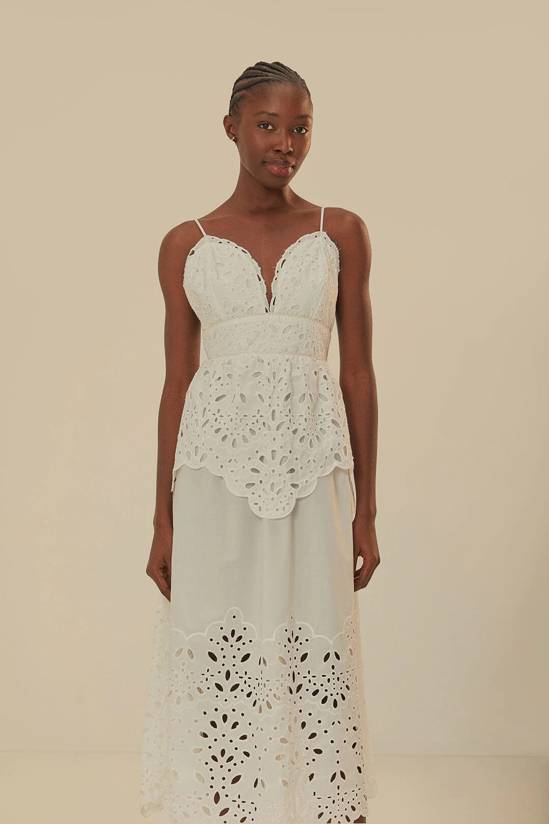 white laise sleeveless maxi dress | FarmRio (US)