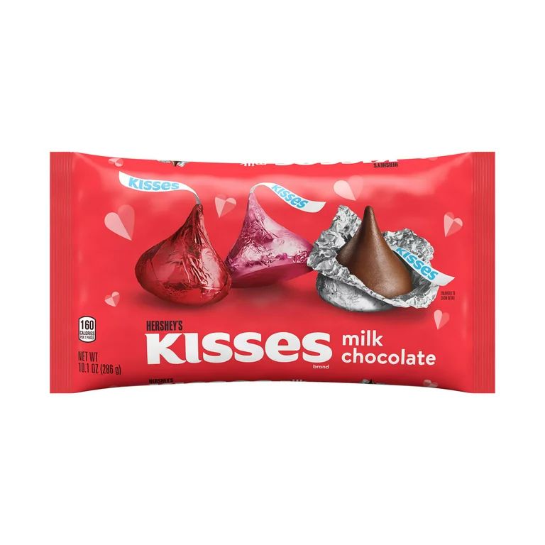 HERSHEY'S, KISSES Milk Chocolate Candy, Valentine's Day, 10.1 oz, Bag - Walmart.com | Walmart (US)