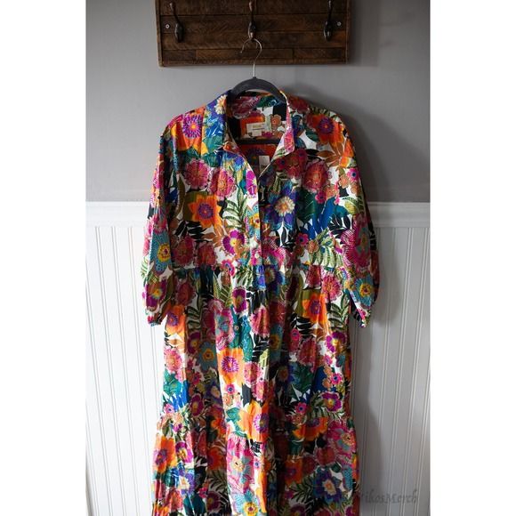 Anthropologie The Bettina Tiered Shirt Dress by Maeve XL Floral NEW | Poshmark