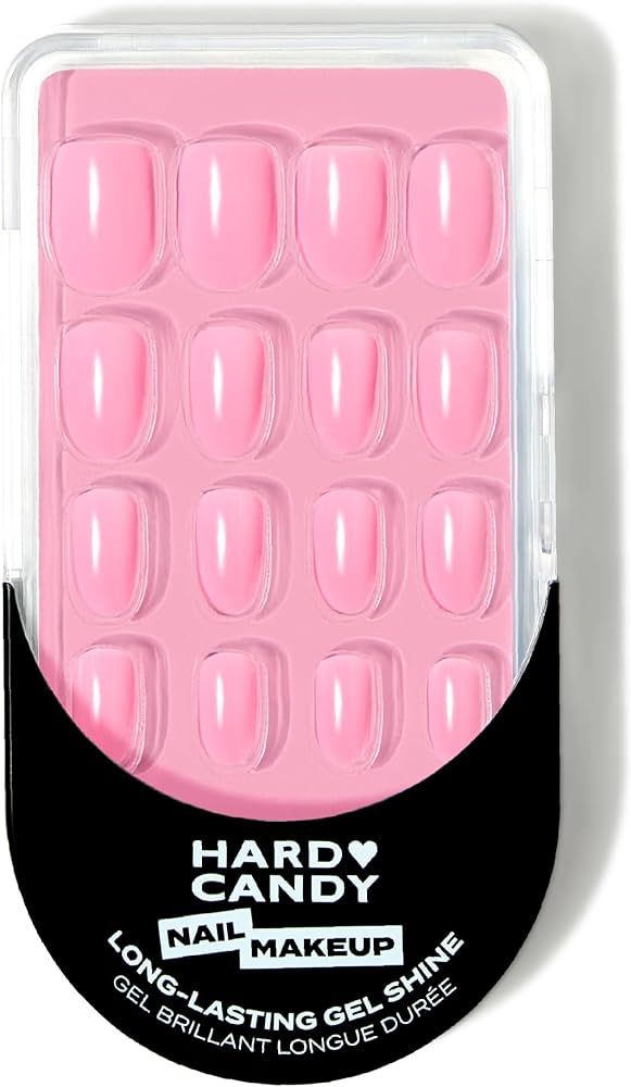 Hard Candy Press On Nails, Reusable with Gel Shine Finish, CUTE, Pink Nails, Round Almond Nails w... | Amazon (US)