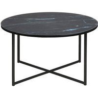 Alisma Round Coffee Table with Black Marble Effect Glass Top & Black Legs | Debenhams UK