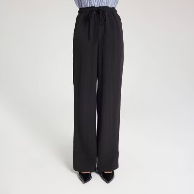 Women's Pull-On Linen Like Straight Leg Pants - A New Day™ Black 2X | Target