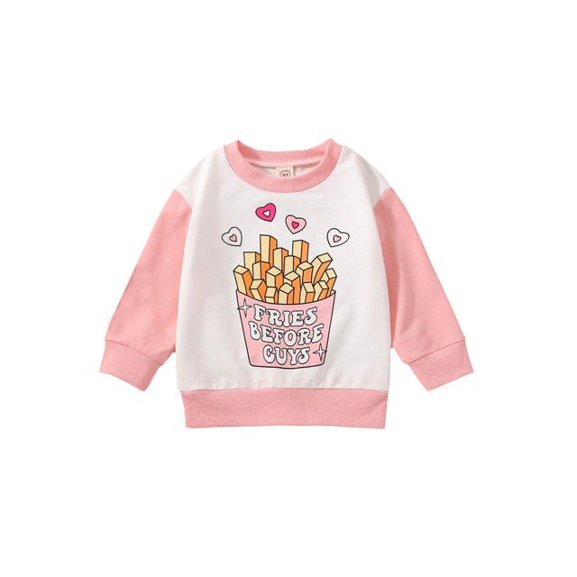Valentine's Day Toddler Baby Boy Girl Sweatshirt French Fries Print Long Sleeve Shirt Kids Casual... | Walmart (US)