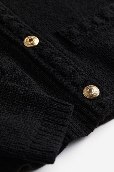 Textured-knit cardigan - Black - Ladies | H&M GB | H&M (UK, MY, IN, SG, PH, TW, HK)