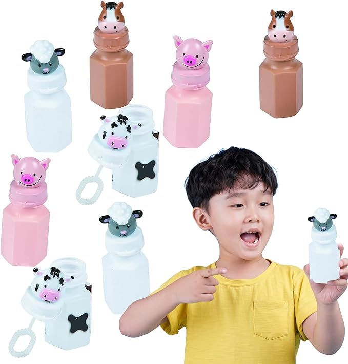 Barnyard Bubble Bottles (Set of 12) Farm Animal Designs Include Horse, Sheep, Pig and Cow | Amazon (US)
