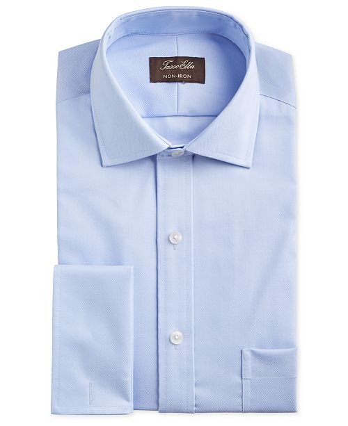Men's Classic/Regular-Fit Non-Iron Supima Cotton Herringbone Solid French Cuff Dress Shirt, Creat... | Macys (US)