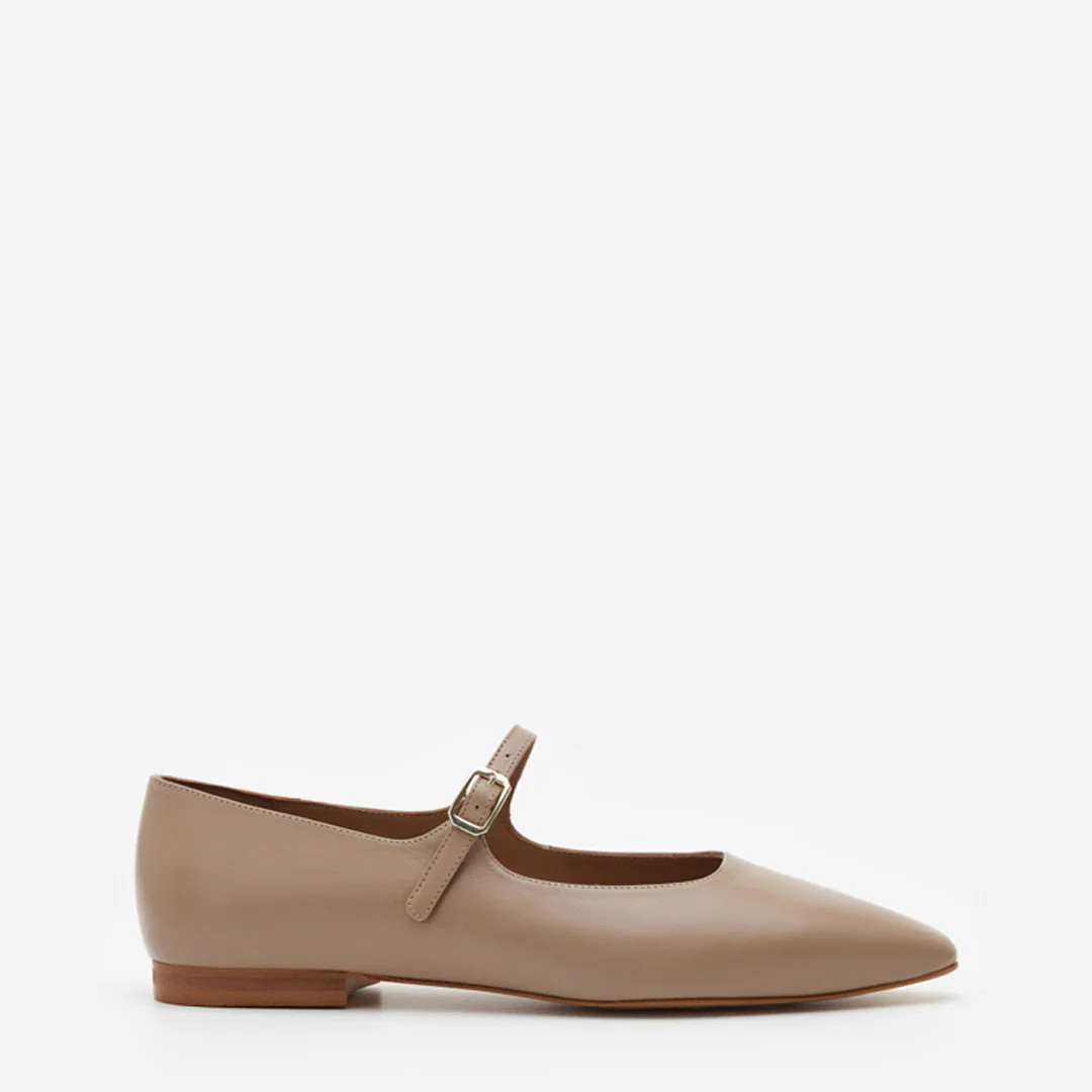 Camila Leather Beige Ballet Flat | Flattered