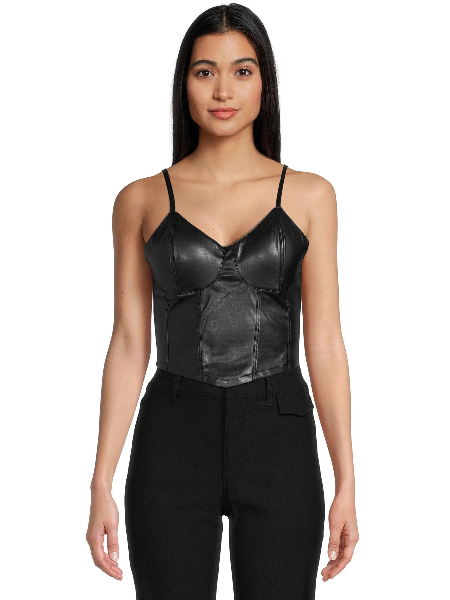 Madden NYC Juniors' Faux Leather Bustier Top - Walmart.com | Walmart (US)