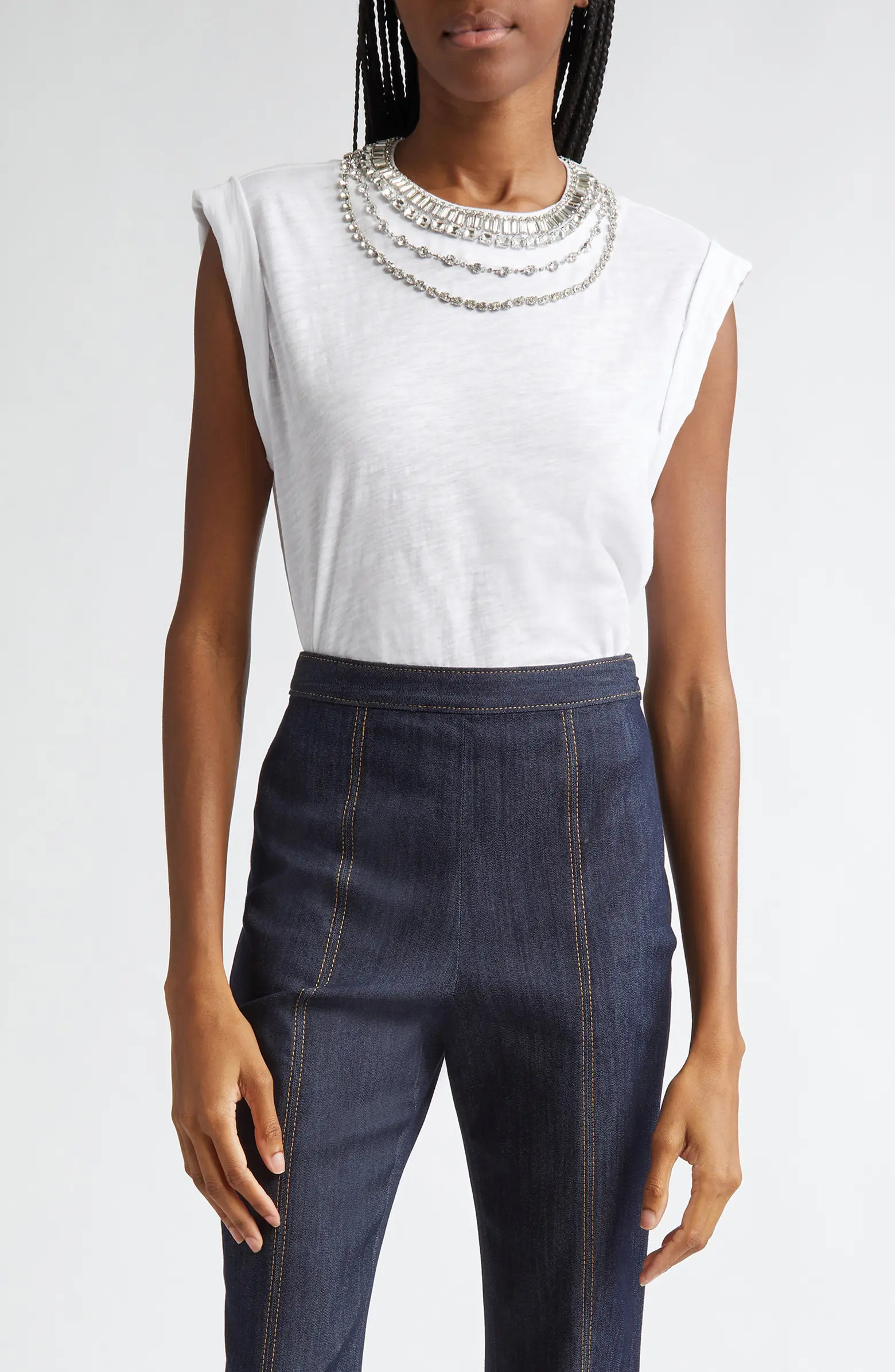 Bella Rhinestone Detail Cotton Top | Nordstrom
