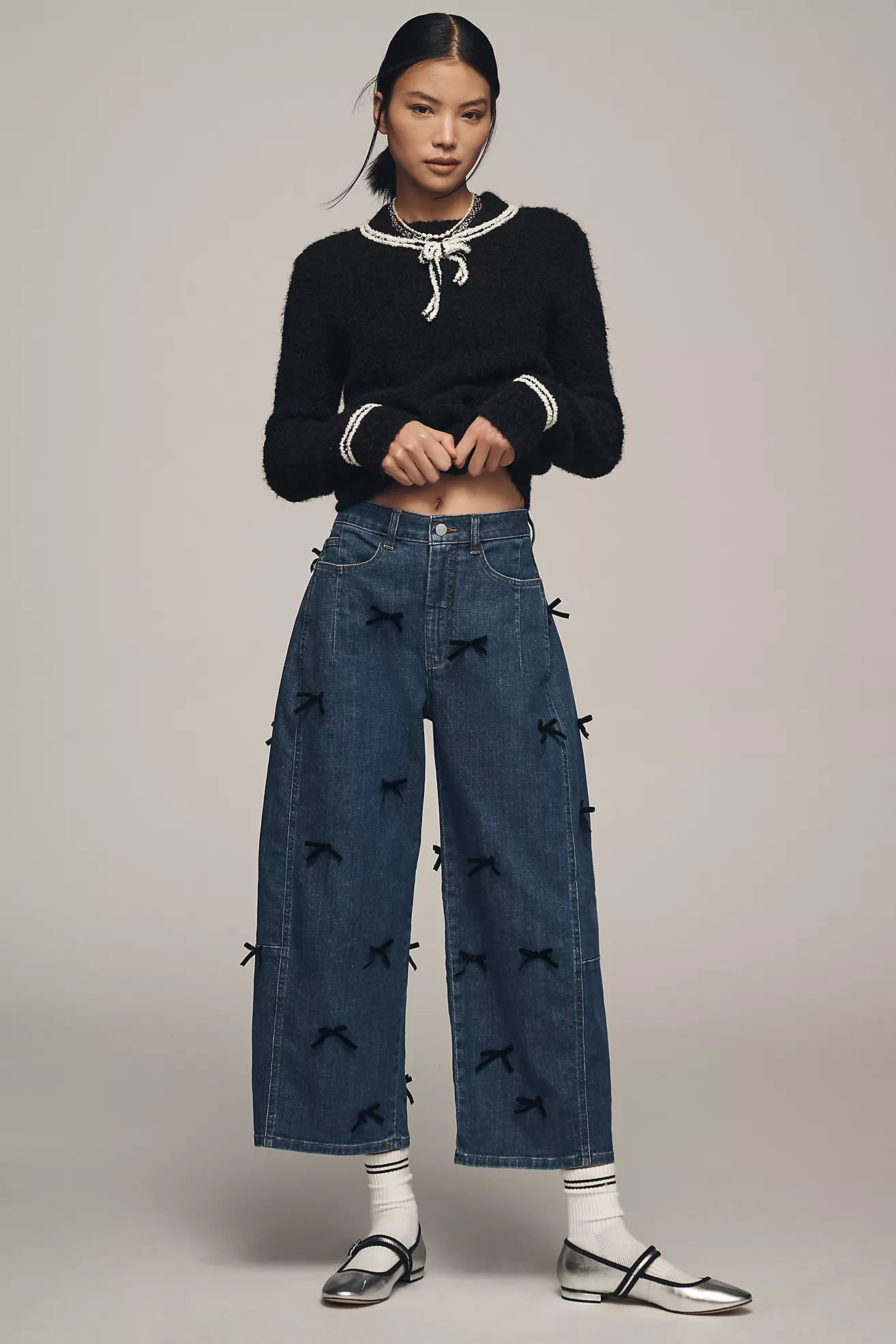 The Kenna Mid-Rise Heritage Barrel Jeans by Pilcro: Bow Edition | Anthropologie (US)
