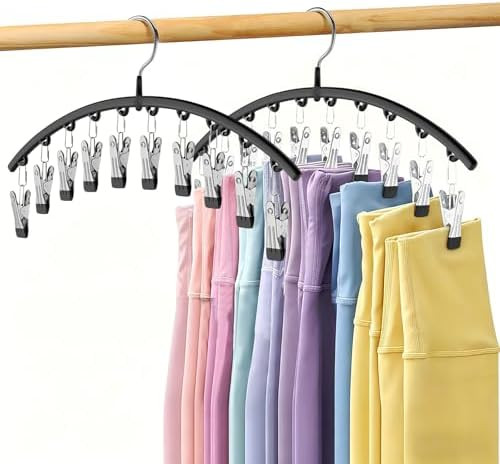 Volnamal Legging Organizer for Closet, 2 Pack Metal Yoga Pants Hangers w/10 Clips Holds 20 Leggin... | Amazon (US)