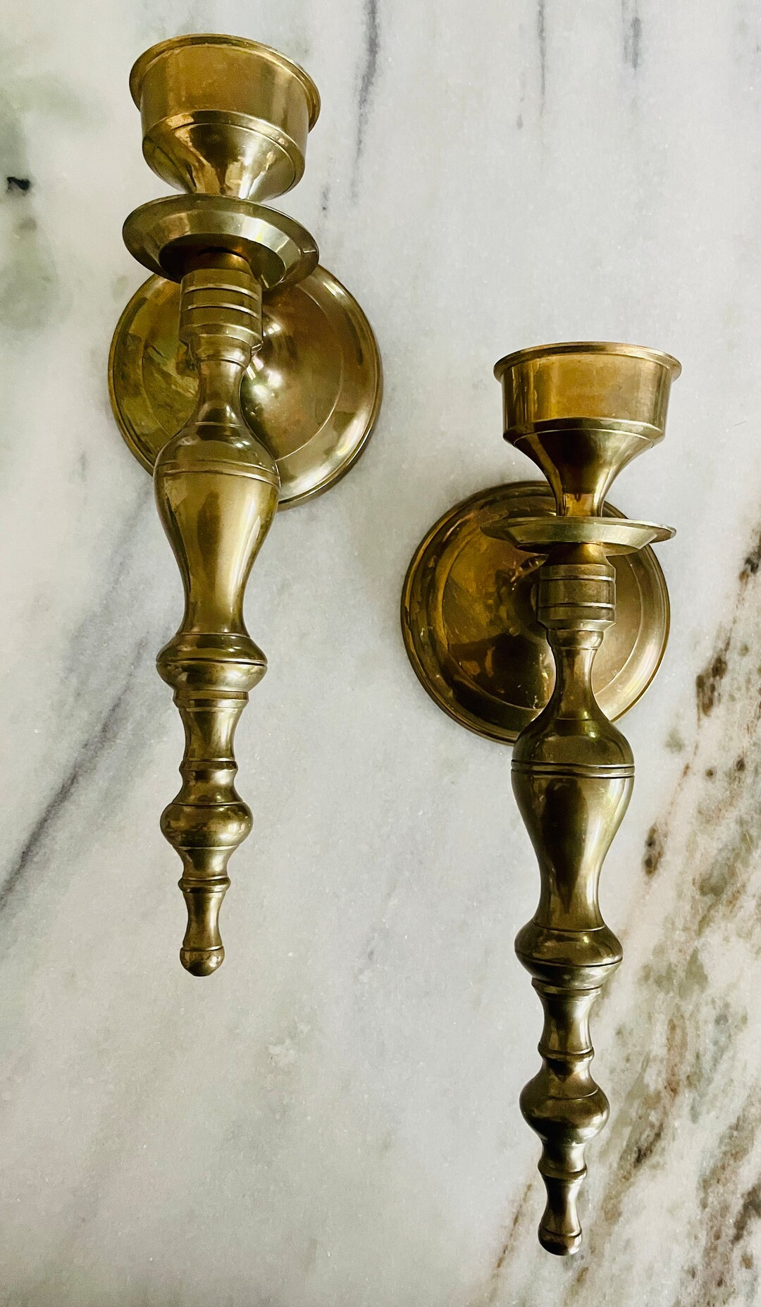 2 Vintage Solid Brass Wall Sconces / 11 Sconces With Single - Etsy | Etsy (US)