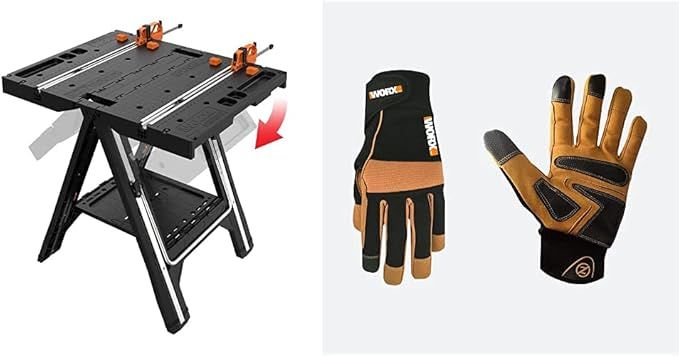 WORX WX051 Pegasus Folding Work Table & Sawhorse with Universal Fit Work Gloves (Performance) | Amazon (US)