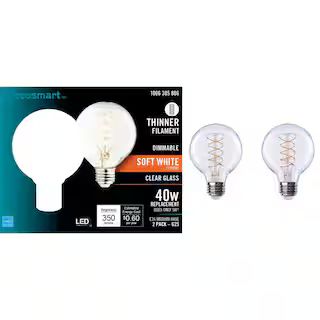 40-Watt Equivalent G25 Dimmable Fine Bendy Filament LED Vintage Edison Light Bulb Soft White (2-P... | The Home Depot