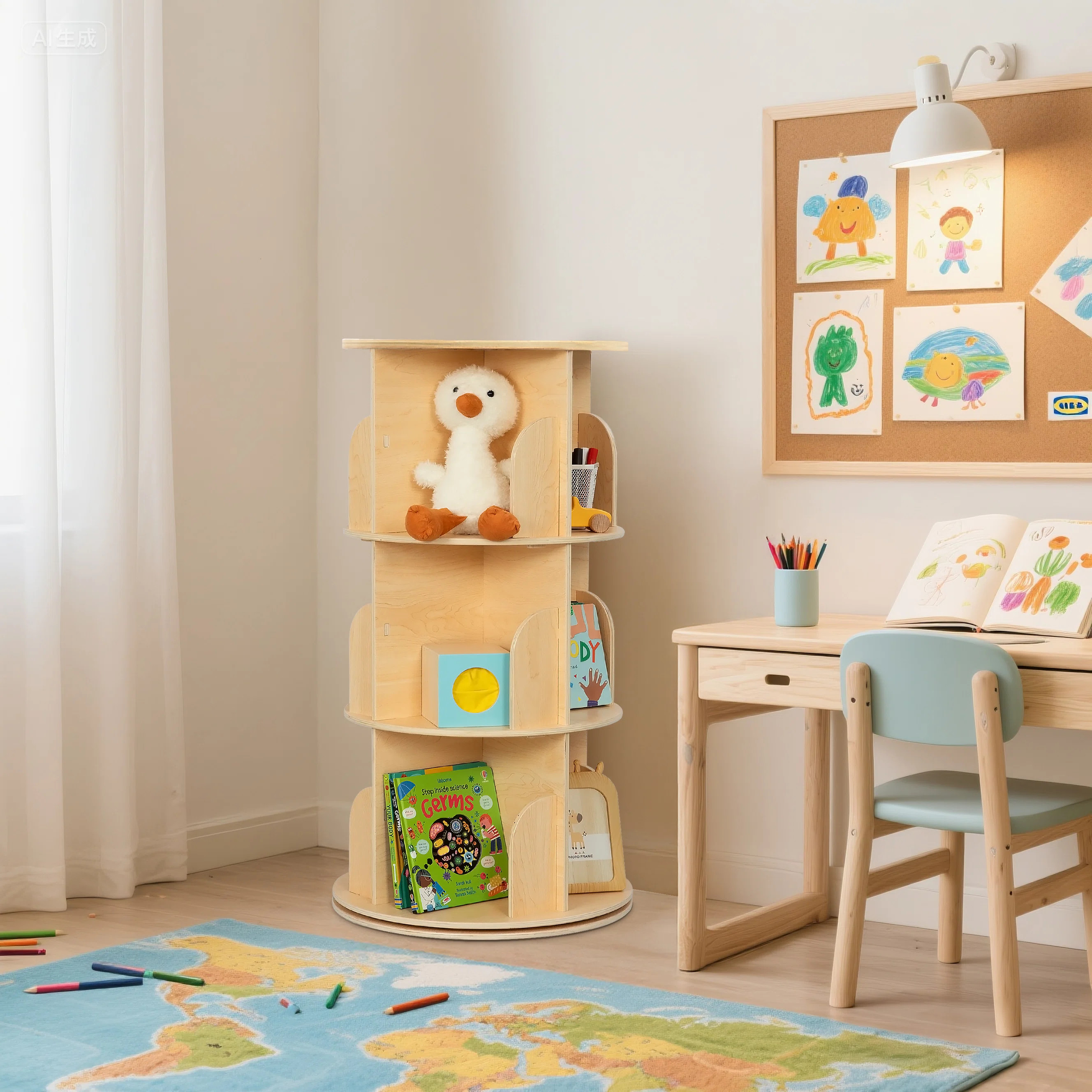 Ebern Designs Rotating Bookshelf, Small Footprint, Large Capacity Corner Bookcase & Reviews | Way... | Wayfair North America