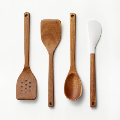 4pc Wood Kitchen Utensil Set Brown - Figmint™: Wooden Cooking Utensils, Hand Wash, Adult Use | Target