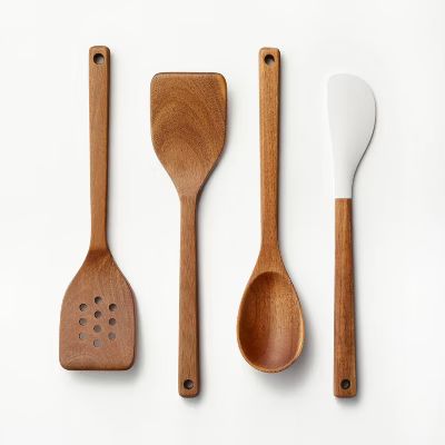 4pc Wood Kitchen Utensil Set Brown - Figmint™ | Target