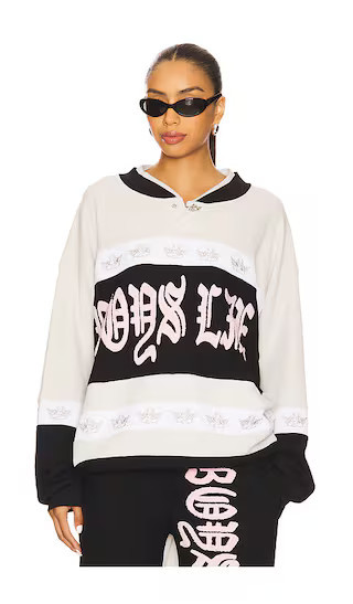 Boys Lie High Class Private School Rider Crewneck in Grey. - size M/L | Revolve Clothing (Global)