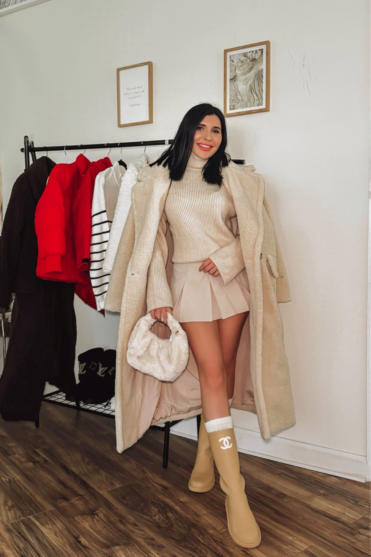 Winter neutral rainy day outfit inspo 🫶🏻 size up on PLT skort 😘 

#LTKworkwear #LTKSeasonal #LTKstyletip