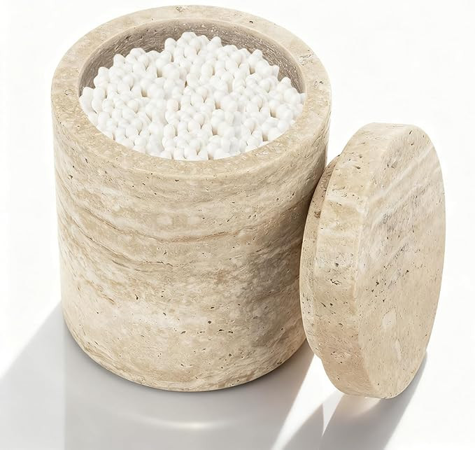 Natural Marble Canister, Cotton Swab Holder with Lid, Marble Toothbrush Holder Qtip Holder Storag... | Amazon (US)