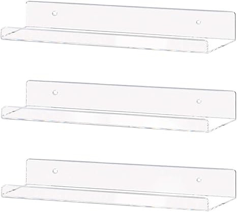 Weiai Clear Acrylic Shelf 15" Invisible Floating Wall Ledge Bookshelf, Kids Book Display Shelves ... | Amazon (US)