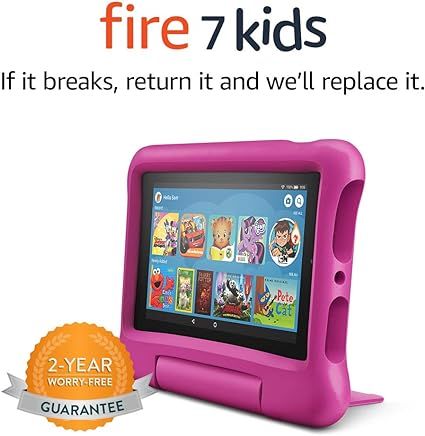 Fire 7 Kids tablet, 7" Display, ages 3-7, 16 GB, (2019 release), Pink Kid-Proof Case | Amazon (US)