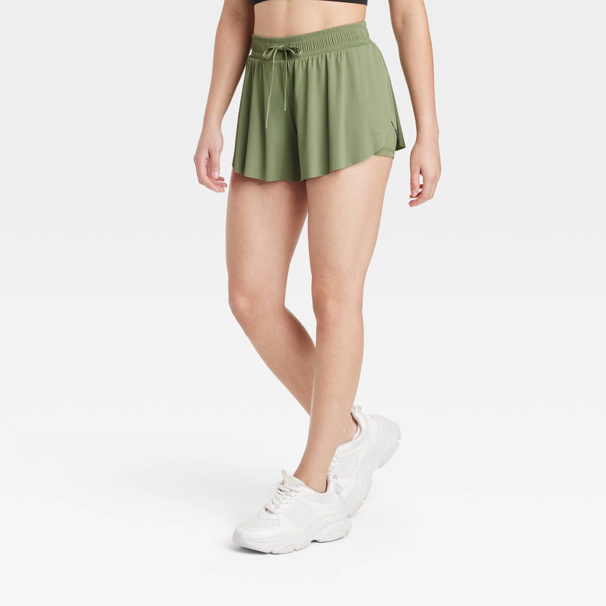 Women's Double Layer Run Shorts 2.5" - JoyLab™ Olive Green S | Target