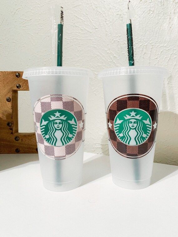 Custom Checkered-Designer Inspired Starbucks Cups | Etsy (US)