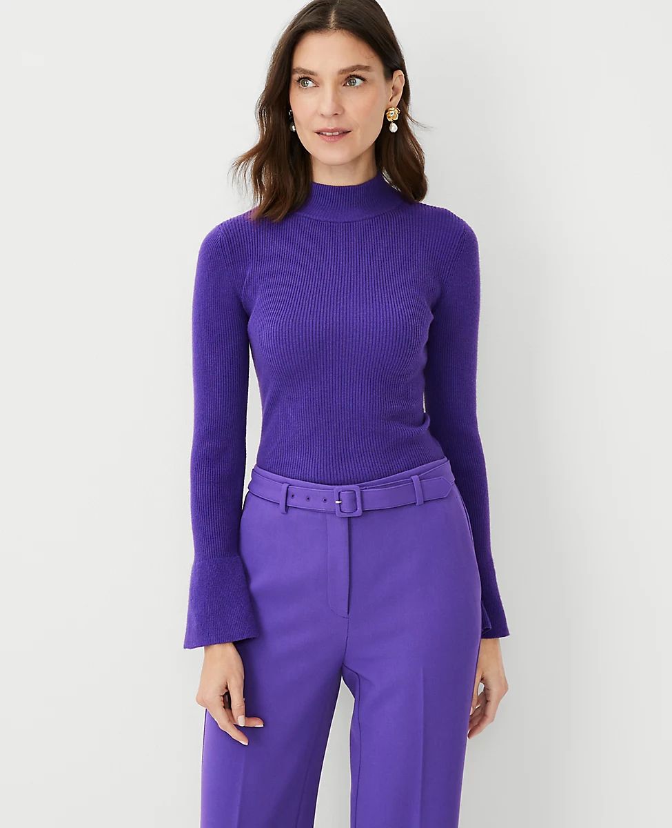 Ribbed Button Cuff Sweater | Ann Taylor (US)