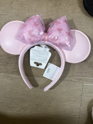 2025 Disney Parks Pink Mickey Icon Head Bow Fashion Mickey Minnie Ears Headband | eBay US