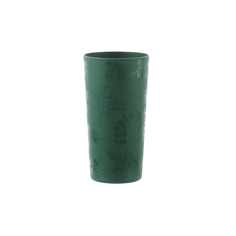 Mainstays 26 Ounce Round Plastic Etched Holly Tumbler, Green | Walmart (US)