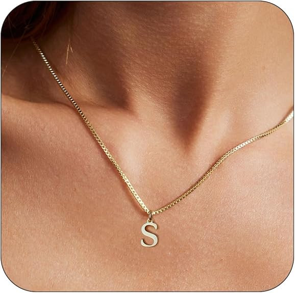 BERISO Gold Initial Necklaces for Women 14K Gold Plated Dainty Letter Necklace Personalized Initi... | Amazon (US)