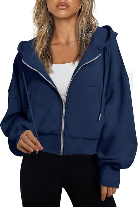 Trendy Queen Womens Zip Up Hoodies Cropped Jackets Fall Outfits 2026 | Amazon (US)