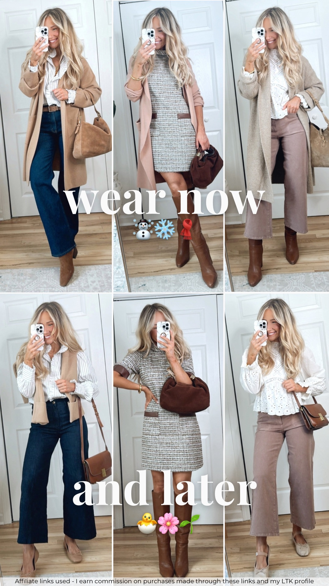Winter outfit ideas and how to style them for spring by making a couple easy swaps!

Spring fashion
Spring transition outfits 
