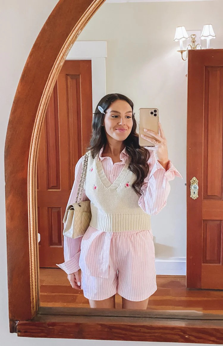 The Sarah Shorts Pink Pinstripe | Beginning Boutique (US)