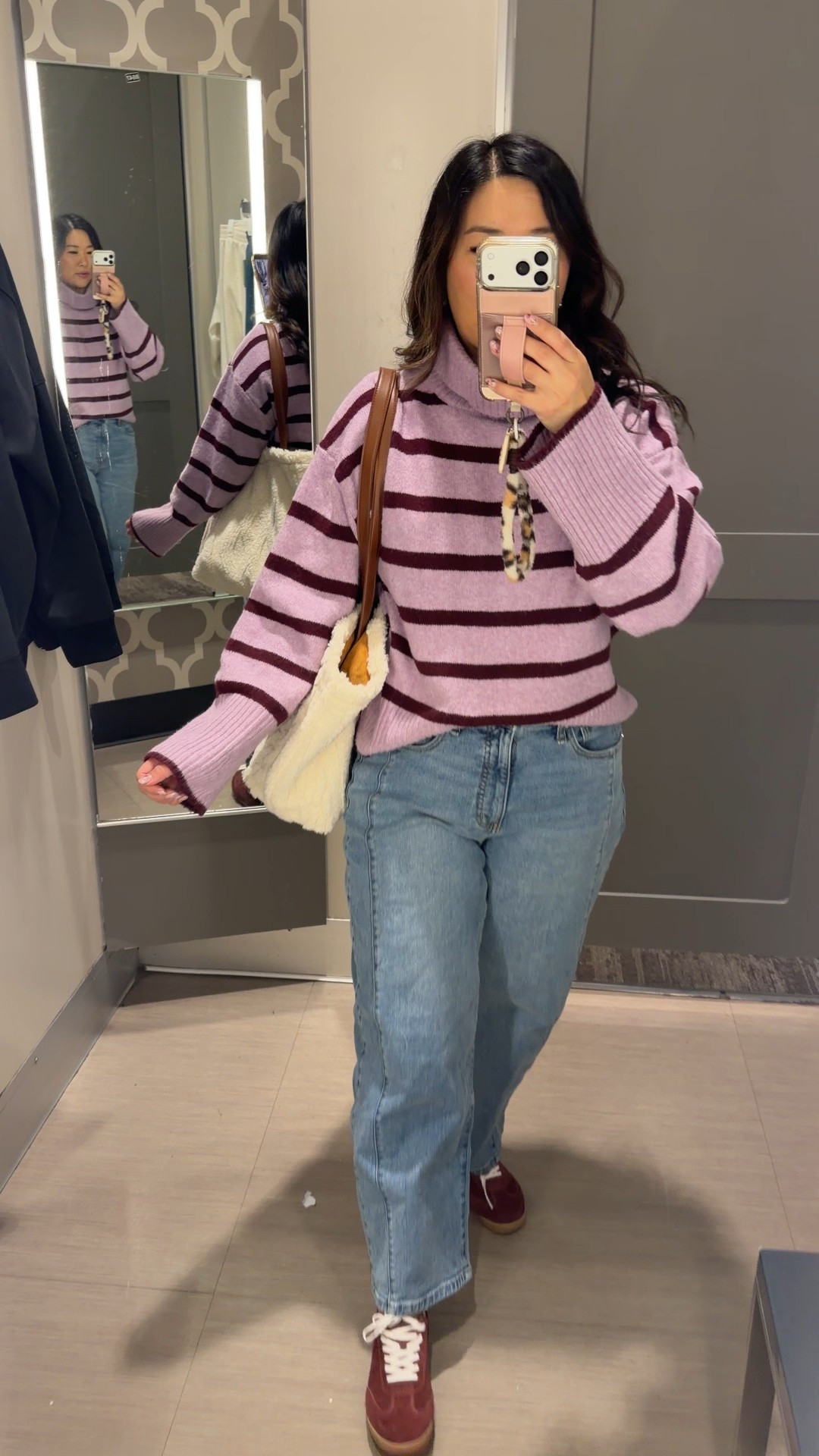 Striped Turtleneck: Medium
Barrel Jeans: 8
